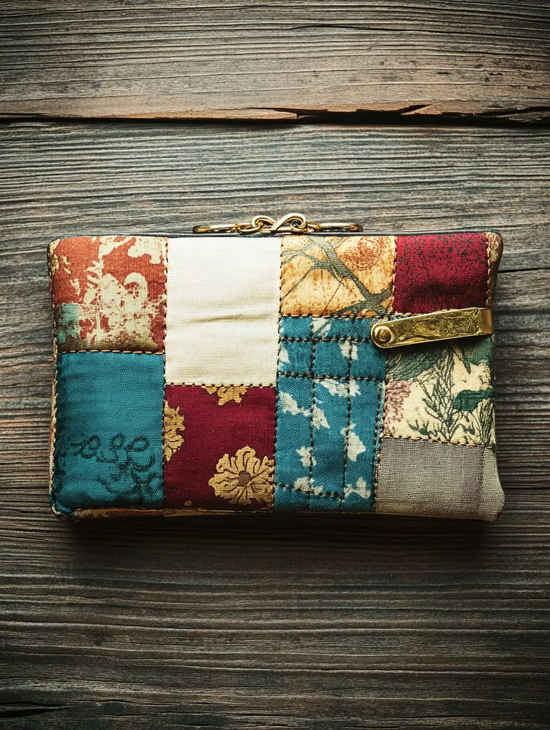 Pochette patchwork artisanale — accessoire fait main Dame en Soi